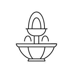 Simple outlined water fountain on transparent background