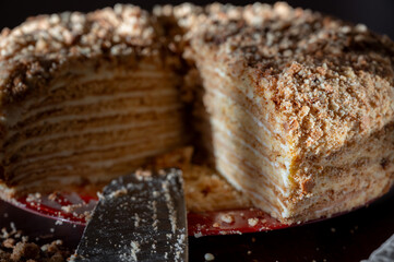 Sliced Layered Honey Cake Medovik