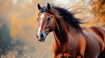 Obraz premium Majestic Horse in Profile, Long Exposure Equestrian Photography
