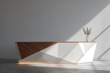 Modern reception desk in a minimalist setting
