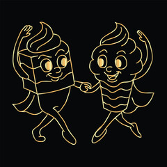 Vector illustration of a couple with a tribal skull mask tattoo design and black horror face symbol