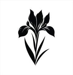 Elegant Iris Silhouette A Symbol of Grace and Beauty in Floral Design Featuring Sharp Lines and Minimalist Aesthetic
