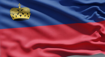 A captivating closeup showcases the national flag of liechtenstein, its vibrant blue and red stripes, along with the golden crown, creating a powerful symbol of the nations identity and history