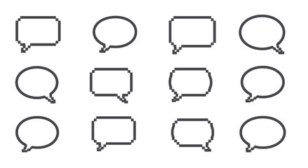 Collection of Pixelated and Smooth Speech Bubble Icons.