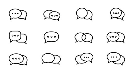 Collection of Black and White Speech Bubble Icons.