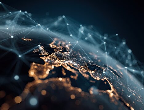 Global network of connections. European focus