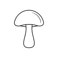 Simple outline drawing mushroom on transparent background