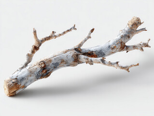 Obraz premium A curved, weathered piece of driftwood in muted browns and grays, resting on a plain surface Organic shape, no markings or text Even, soft lighting Above perspective, emphasizing det - AI-Generated