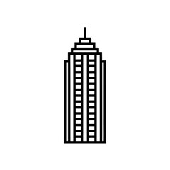 Simple line drawing of building on transparent background