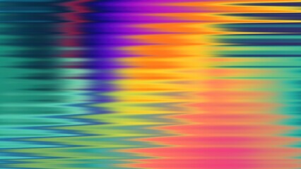 Wavy horizontal stripes of teal orange yellow pink and purple abstract background color gradient