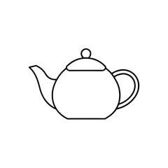 Simple outline drawing teapot on transparent background