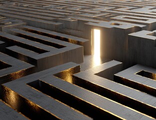 Abstract maze with a glowing exit