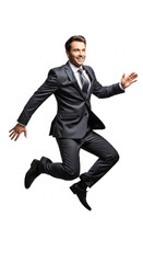 Excited Businessman Jumps