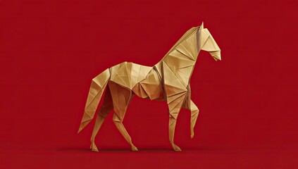 Origami horse on red (1)
