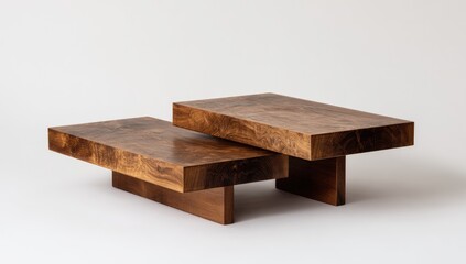 Two-tiered wooden coffee table against a plain background