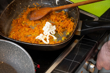 Carrot and Cream Sauté for Soup in Pan
