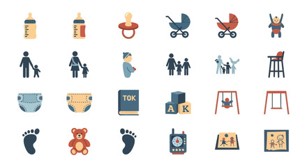 Fototapeta premium Baby and family related icons set.