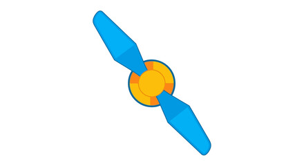 Blue and yellow propeller design for a drone or similar device.