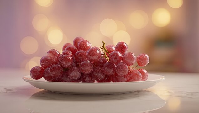 Fresh red grapes on a plate