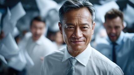Close-up portrait of a mature male professional in a sharp suit looking at the camera. Defining a successful, experienced, and composed corporate image.