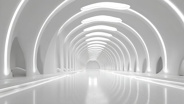 White arched tunnel, futuristic - Powered by Adobe