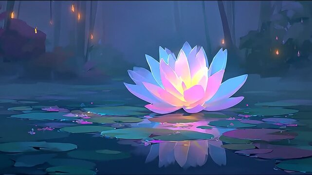 Glowing lotus in mystic pond