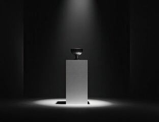 Dark, spotlight, pedestal, bowl