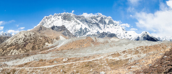 Panorama of Chukhung, Lhotse wall and Island Peak, Sagarmatha, Nepal
