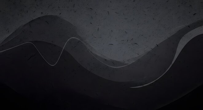 Photo of dark abstract with subtle textured paper, featuring flowing charcoal gray waves and organic curves - Powered by Adobe