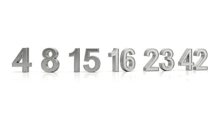 Numbers sequence four eight fifteen sixteen twenty-three forty-two arranged in a row