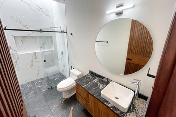 Modern bathroom interior, elegant bathroom Guadalajara, Jalisco, Mexico, June 24, 2024.