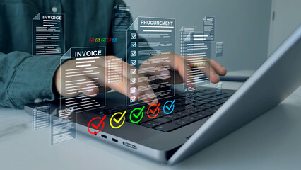 Procurement workflow documentation and efficiency in acquiring services. B2B purchase management.Includes contracts, purchase orders, bids,compliance records, helping organizations track costs.