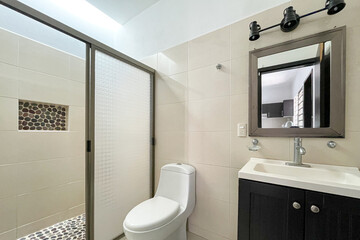 Modern bathroom interior, elegant bathroom Guadalajara, Jalisco, Mexico, June 24, 2024.