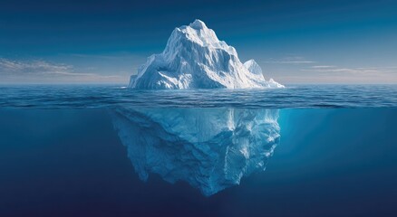 Obraz premium Iceberg above and below the water's surface