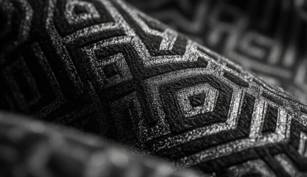 Close-up view of black and gray patterned fabric - Powered by Adobe