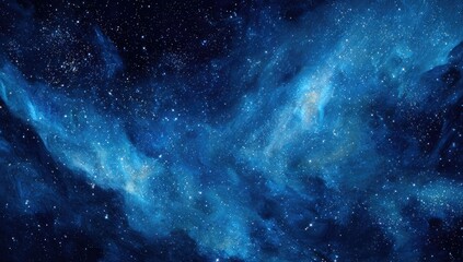 Fototapeta premium Deep space nebula with vibrant blues and shimmering stars