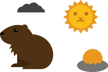 Groundhog day illustration bundle featuring groundhog sun cloud and burrow eps vector graphic vector