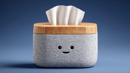 Adorable tissue box with a smiling face adds a touch of whimsy to any room, perfect for home decor and wellness promotions, a happy and healthy lifestyle