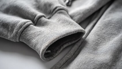 Close-up of gray sweatshirt cuff