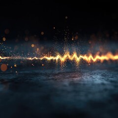 Abstract fiery energy wave on dark surface
