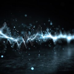 Abstract digital wave design.  Dark background with light blue wave patterns