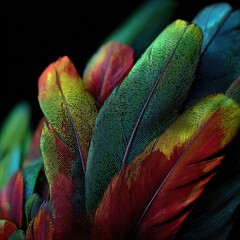 Close-up of vibrant colorful feathers