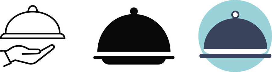 Obraz premium Food Tray Icon Set – Meal, Dining, Restaurant, Service, Catering, Kitchen, Vector Illustration