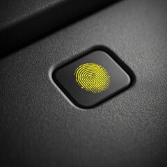 Close-up of a glowing yellow fingerprint sensor