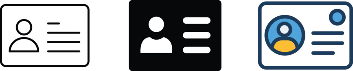 Identity Contact Card Icon Set – Profile, Business, ID, Personal, Information, Contact”