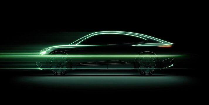 Silhouette of a futuristic electric car - Powered by Adobe