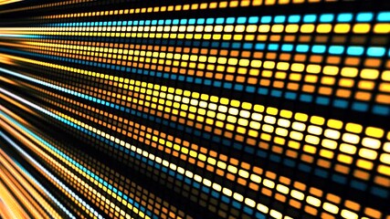 A vibrant animated LED panel where bright multi-colored stripes create the effect of movement and energy. Digital flow. Light dynamics and pixel energy. - Powered by Adobe