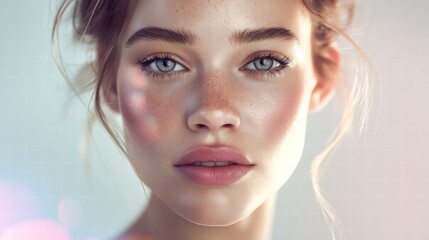 A stunning portrait of a woman showcasing her natural beauty and radiant skin.