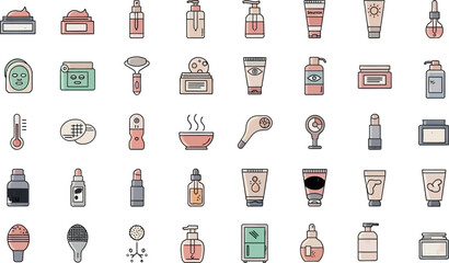 Cosmetics and Beauty Products Icons A Digital Vector Illustration Set
