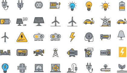 Renewable Energy & Electrical Power Icons A Comprehensive Set